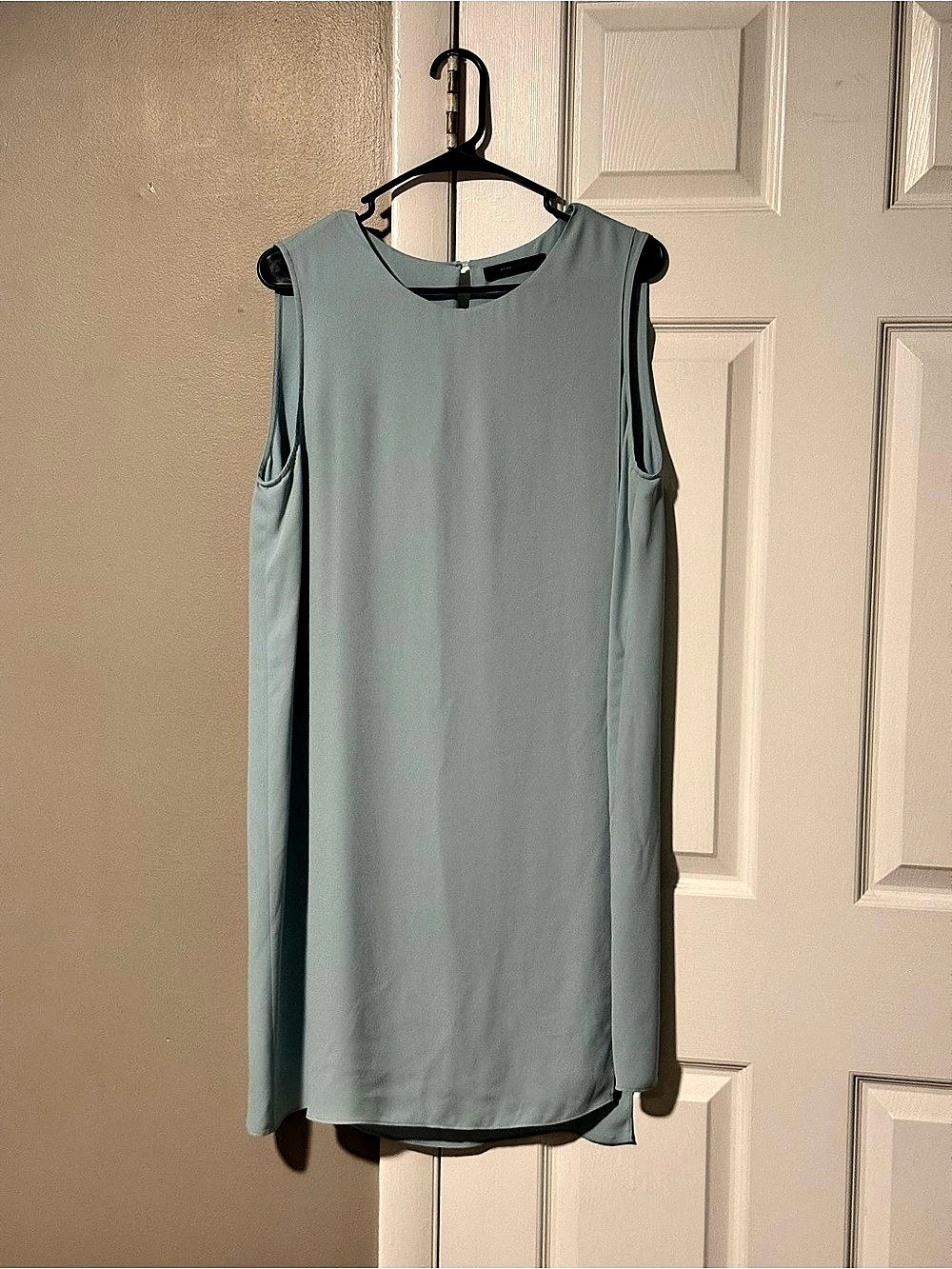 BCBG Maxazria Dusty Light Blue Sleeveless Layered Shift Dress